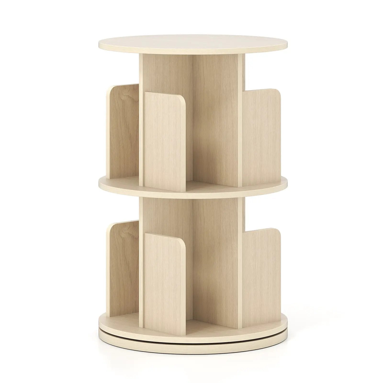 2-Tier Rotating Bookshelf with Dividers and Anti-falling Baffles by DirectDeals