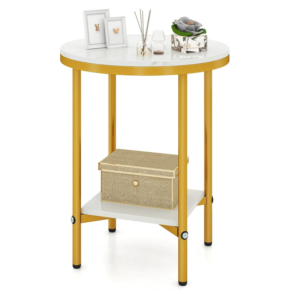 2-Tier Round Coffee Table with Storage Shelf, photo 7 of 16