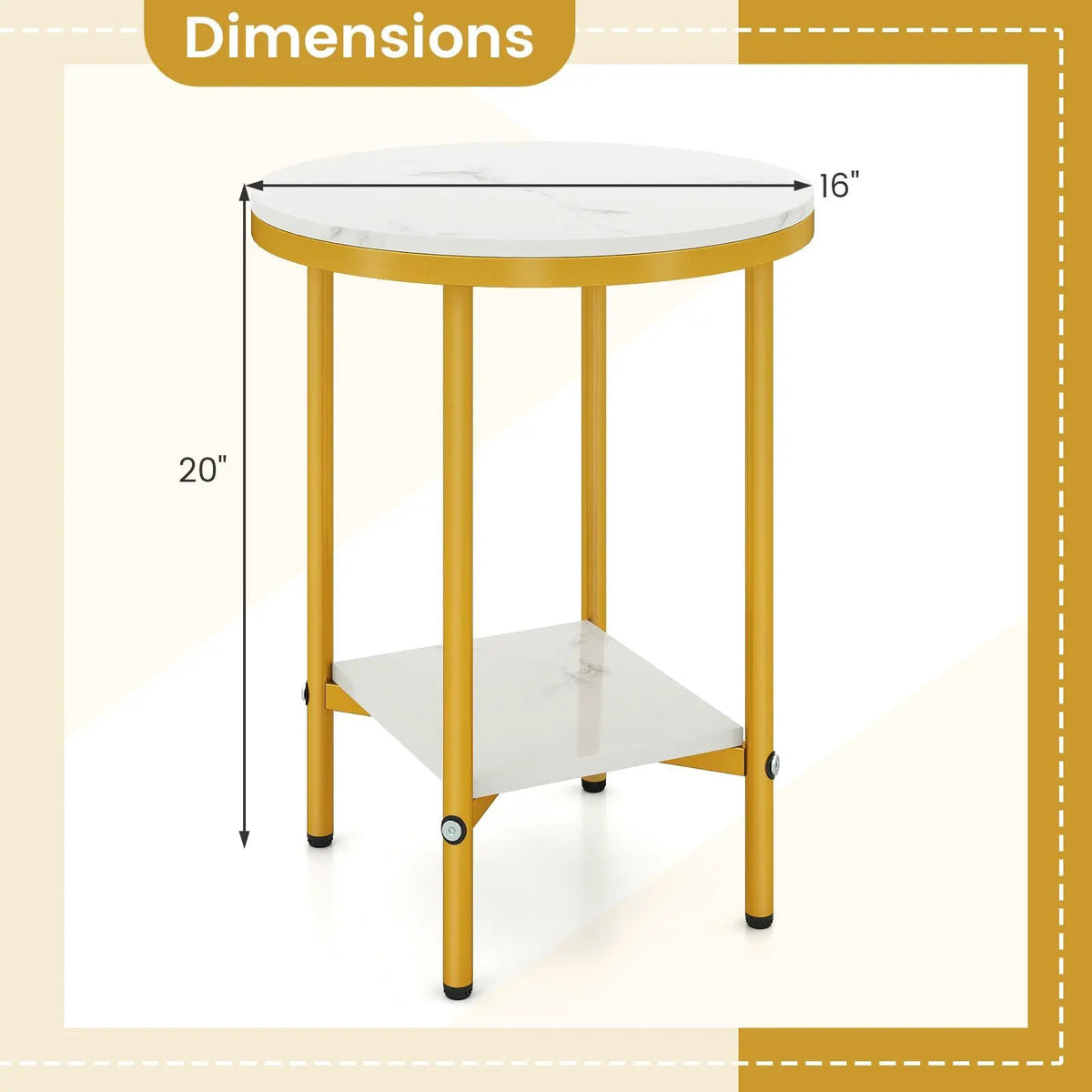2-Tier Round Coffee Table with Storage Shelf, photo 9 of 16
