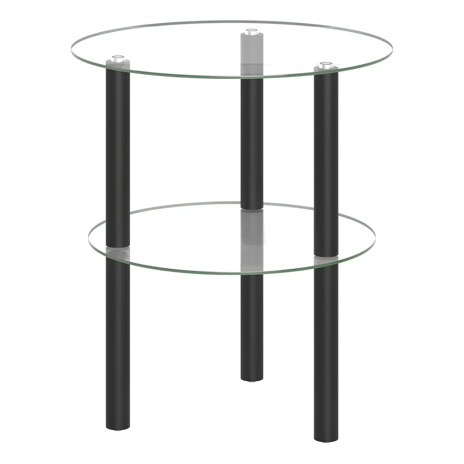 Round End Table with Tempered Glass Top and Shelf by DirectDeals