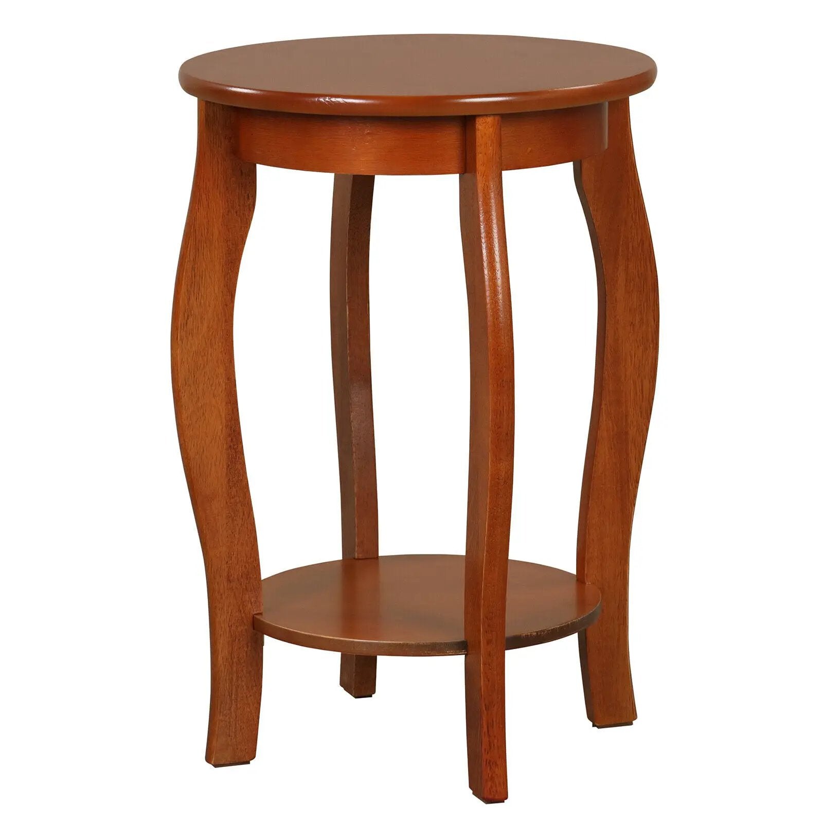 15 Inch 2-Tier Round End Table with Storage Shelf by DirectDeals