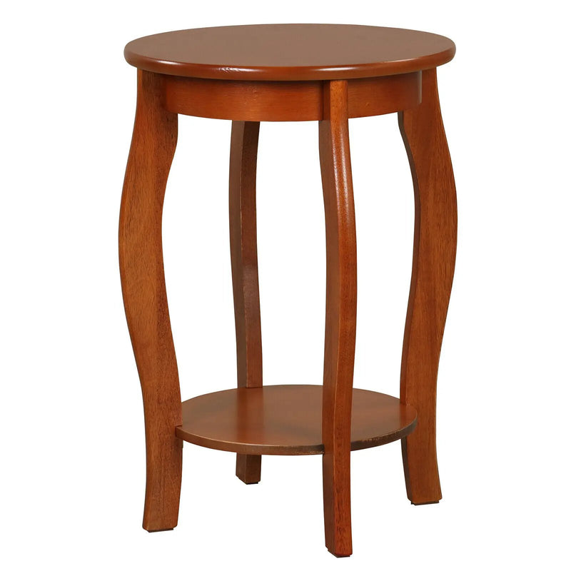 15 Inch 2-Tier Round End Table with Storage Shelf by DirectDeals