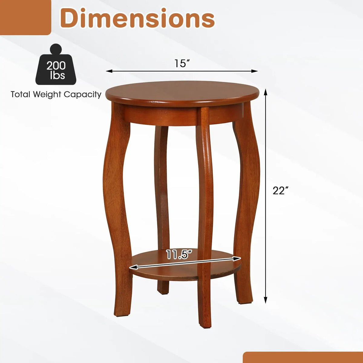 15 Inch 2-Tier Round End Table with Storage Shelf, photo 5 of 9