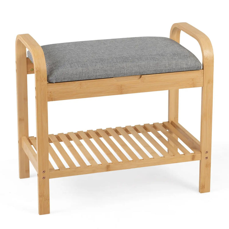 2-Tier Shoe Rack Bench with Flip-Top Storage-Natural by DirectDeals