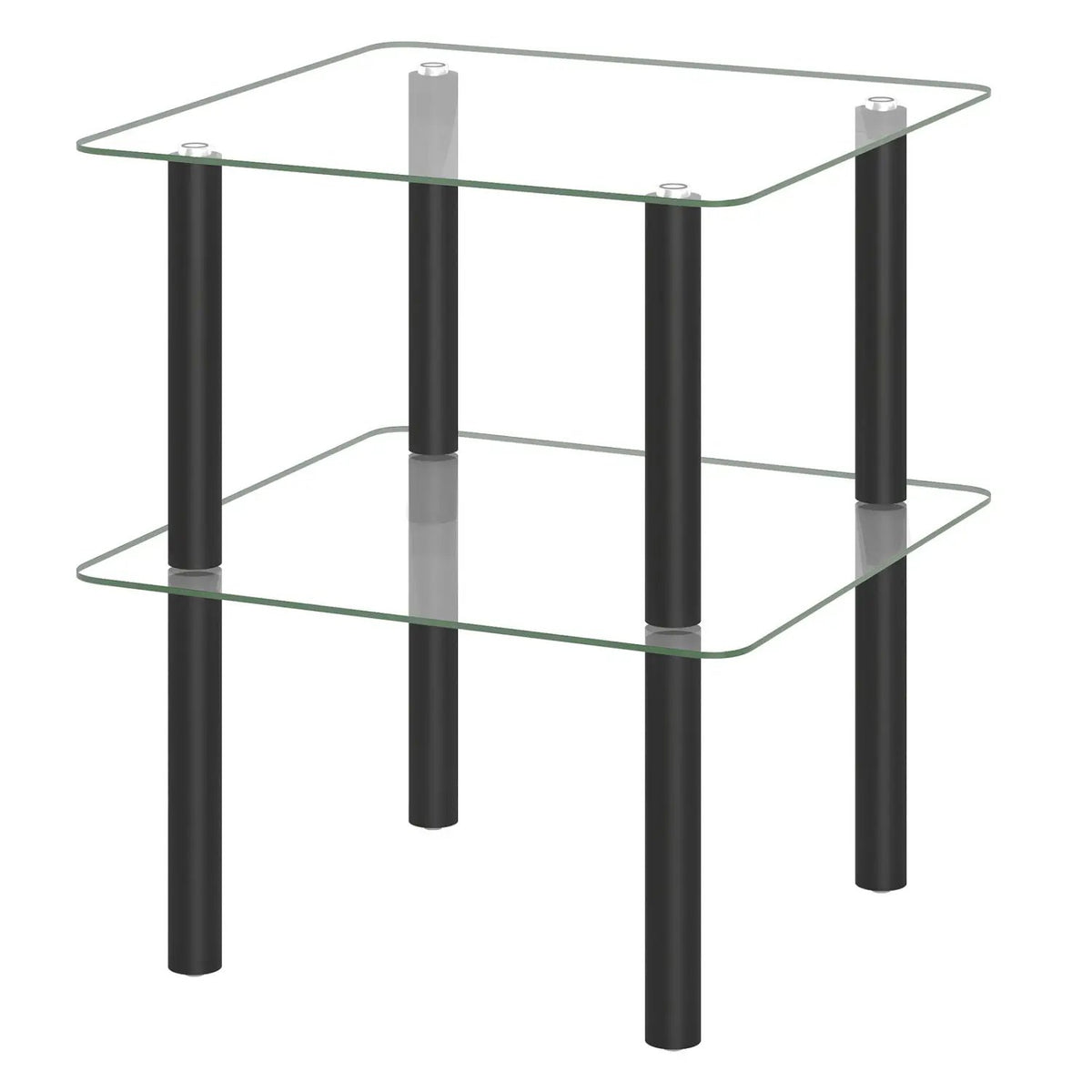 Square End Table with Tempered Glass Top and Shelf, photo 11 of 16