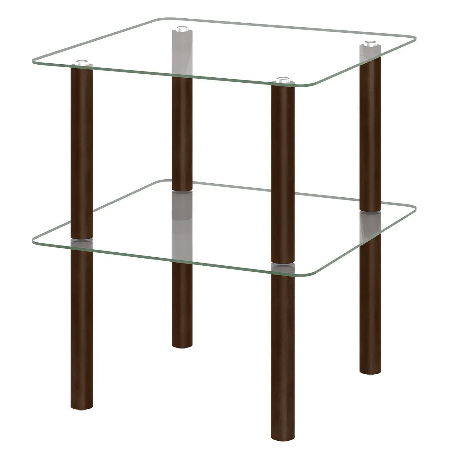 Square End Table with Tempered Glass Top and Shelf by DirectDeals