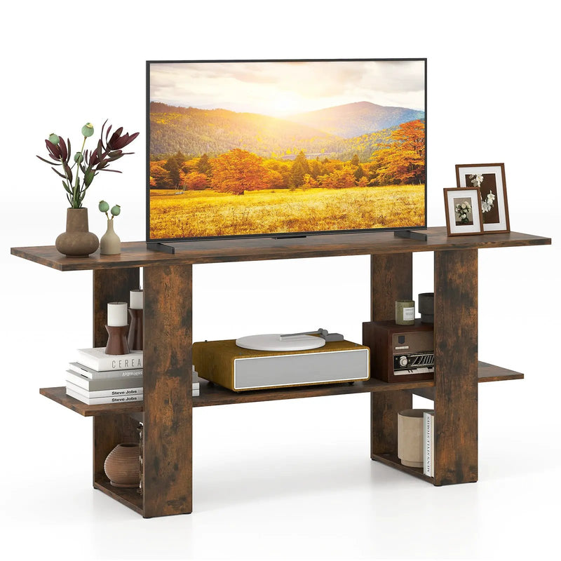 2-Tier TV Stand with Storage for TVs up to 55 Inch Console Table with Open Shelf by DirectDeals