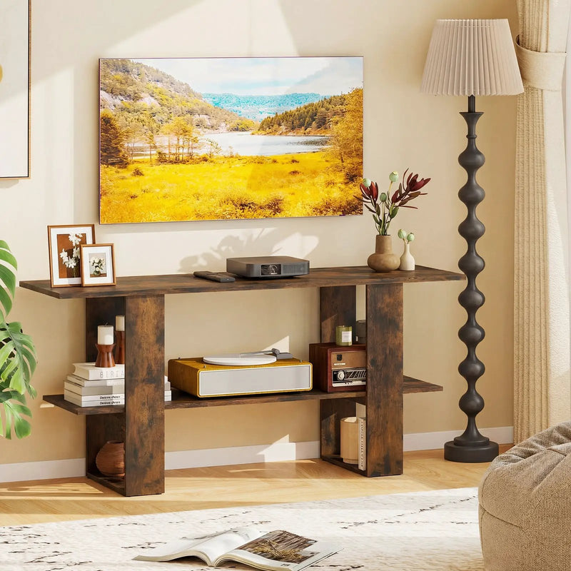 2-Tier TV Stand with Storage for TVs up to 55 Inch Console Table with Open Shelf by DirectDeals