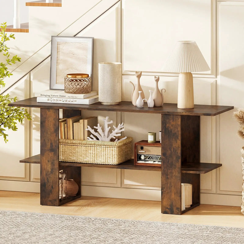 2-Tier TV Stand with Storage for TVs up to 55 Inch Console Table with Open Shelf by DirectDeals