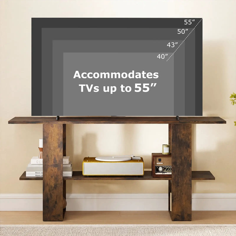 2-Tier TV Stand with Storage for TVs up to 55 Inch Console Table with Open Shelf by DirectDeals