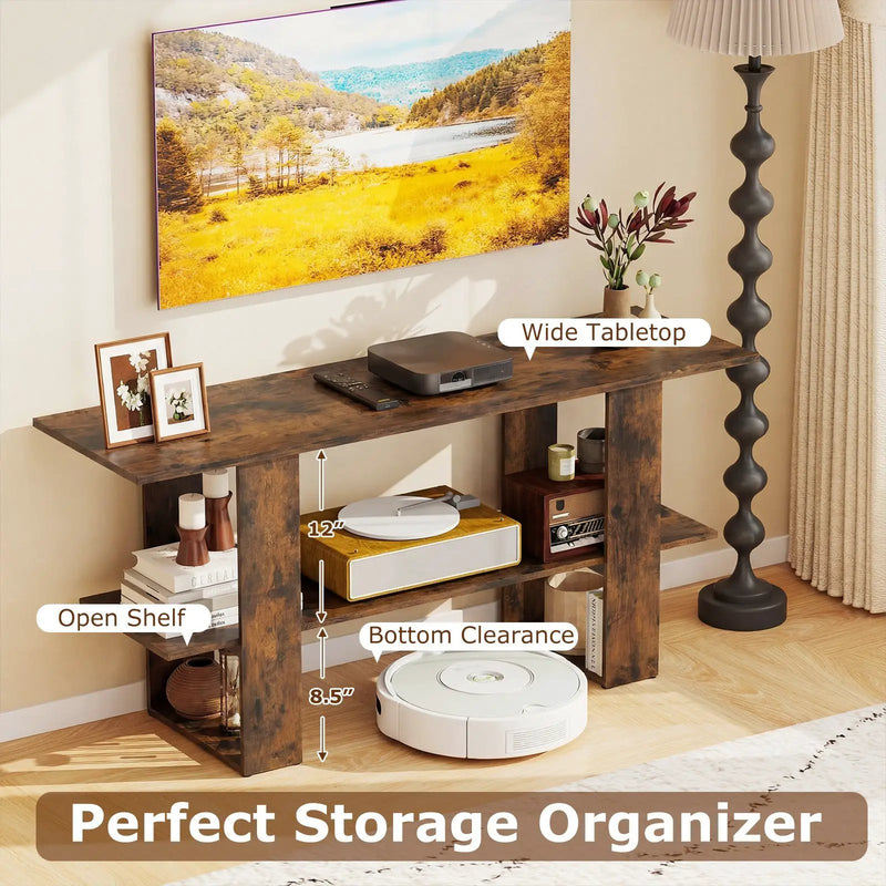 2-Tier TV Stand with Storage for TVs up to 55 Inch Console Table with Open Shelf by DirectDeals