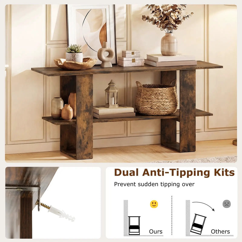 2-Tier TV Stand with Storage for TVs up to 55 Inch Console Table with Open Shelf by DirectDeals