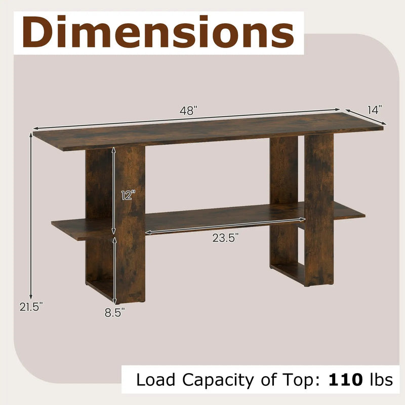 2-Tier TV Stand with Storage for TVs up to 55 Inch Console Table with Open Shelf by DirectDeals