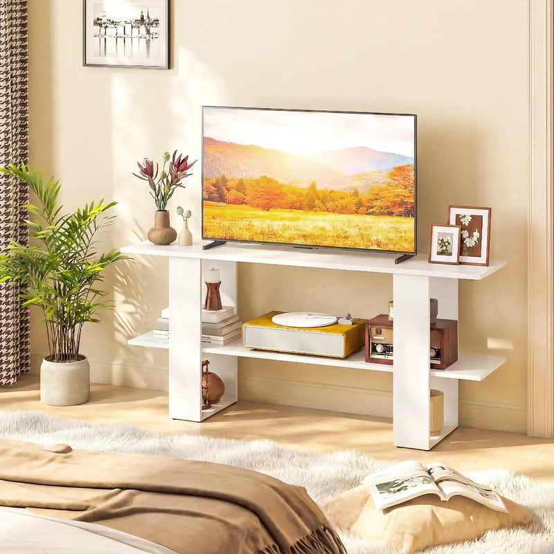 2-Tier TV Stand with Storage for TVs up to 55 Inch Console Table with Open Shelf by DirectDeals