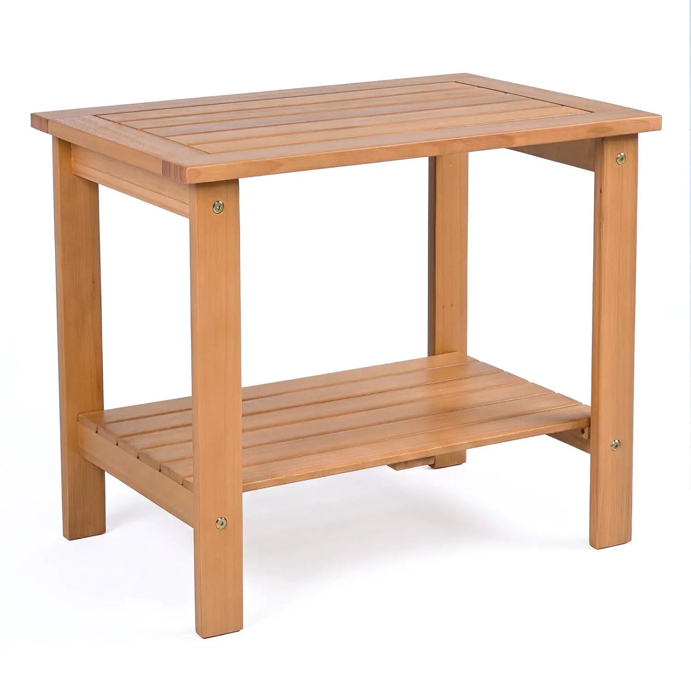 2-Tier Eucalyptus Wood Patio End Table with Storage Shelf by DirectDeals