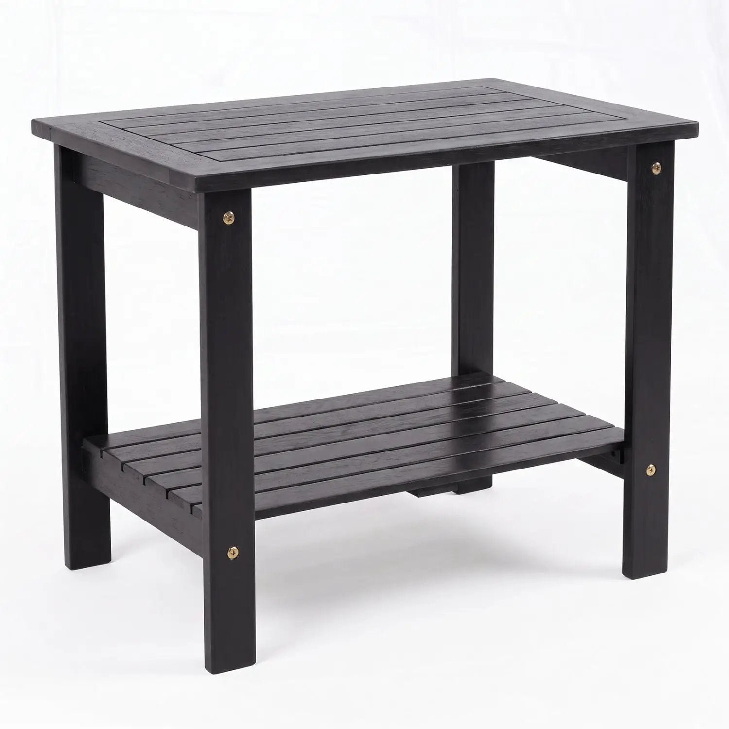 2-Tier Eucalyptus Wood Patio End Table with Storage Shelf by DirectDeals