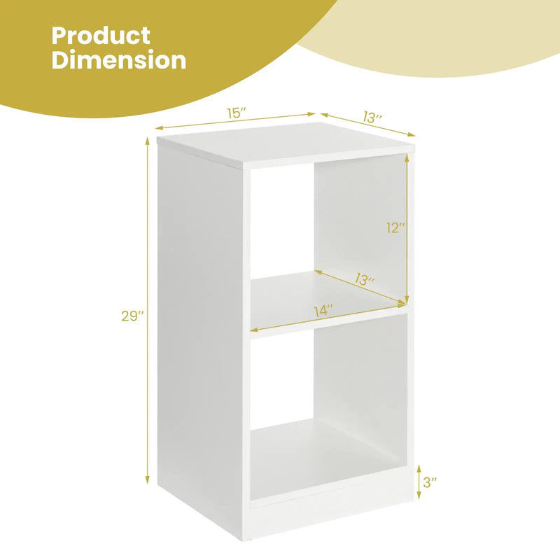 2 Pieces 2-tier Bookcase Set with Anti-toppling Device by DirectDeals