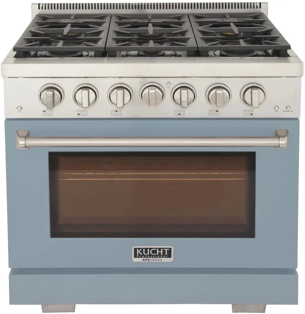 Kucht 36" Freestanding Professional Gas Range Liquid Propane KFX3600X/LP-LB by Farmhouse Kitchen and Bath