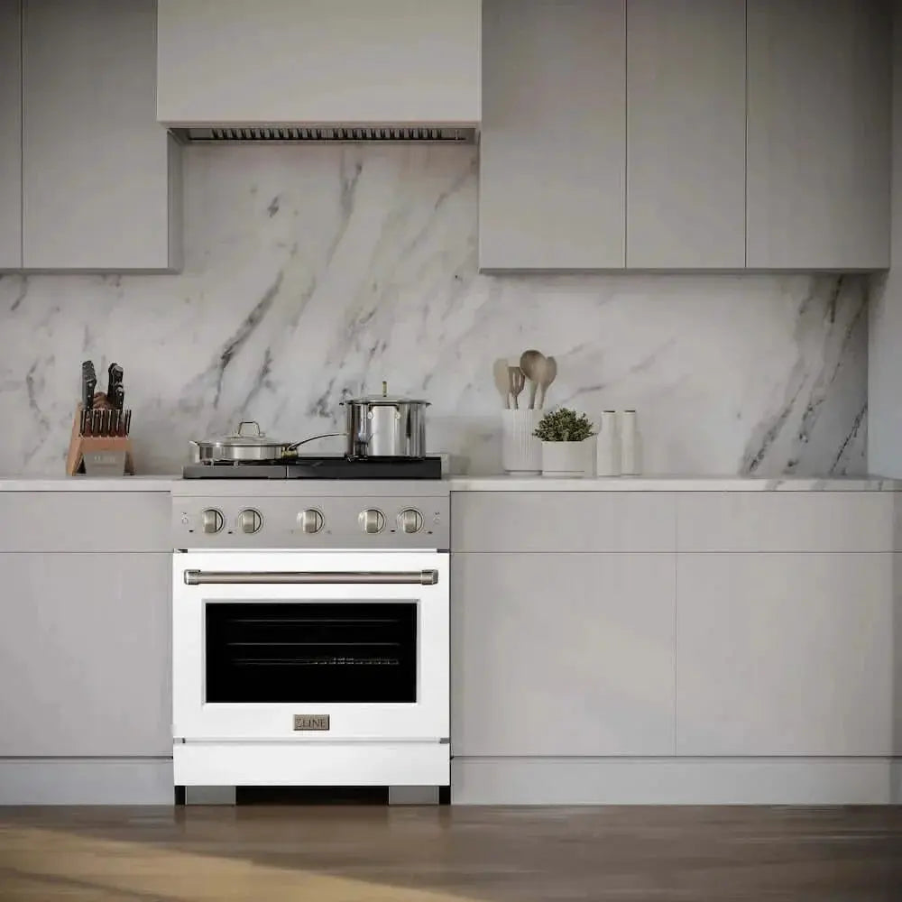 ZLINE 30 In. Gas Range, Stainless Steel, White Matte, SGR-WM-30 by Farmhouse Kitchen and Bath
