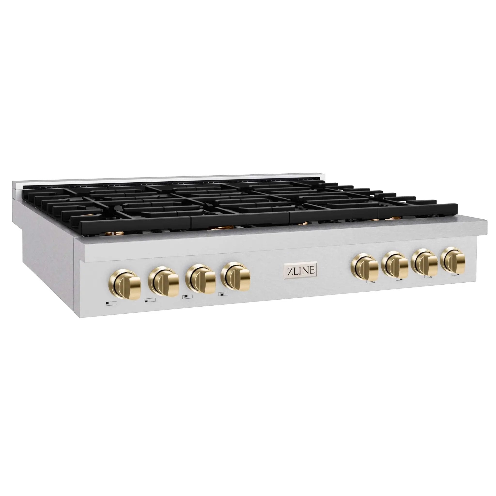 ZLINE 36" Paramount Gas Rangetop DuraSnow® Stainless Steel Matte Black SRTSZ-36-MB by Farmhouse Kitchen and Bath