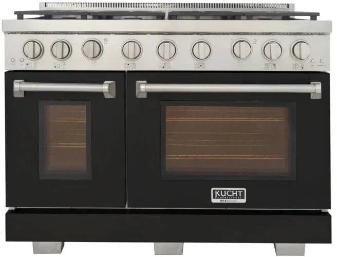 Kucht 48" Freestanding Professional Gas Range KFX4800X-BK by Farmhouse Kitchen and Bath