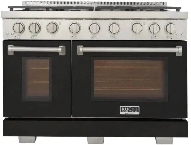 Kucht 48" Freestanding Professional Gas Range KFX4800X-BK by Farmhouse Kitchen and Bath