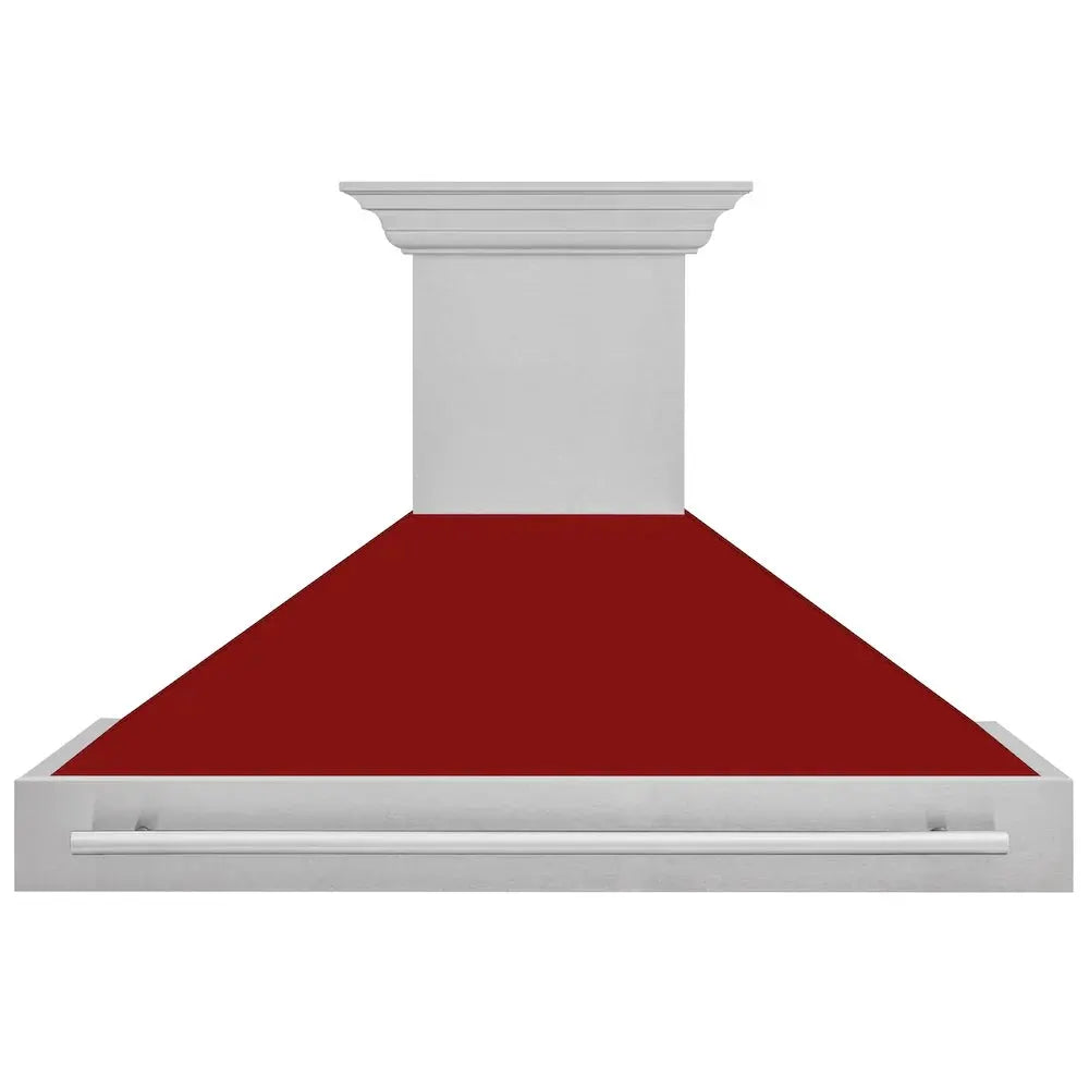 ZLINE 48" Autograph DuraSnow Stainless Red Wall Range Hood 8654SNX-RG-48 by Farmhouse Kitchen and Bath