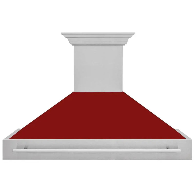 ZLINE 48" Autograph DuraSnow Stainless Red Wall Range Hood 8654SNX-RG-48 by Farmhouse Kitchen and Bath