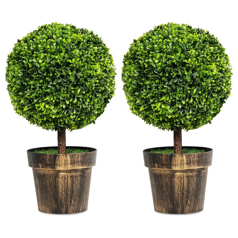 Artificial Ball Tree set of 2 with Natural Look and Water Resistance by DirectDeals