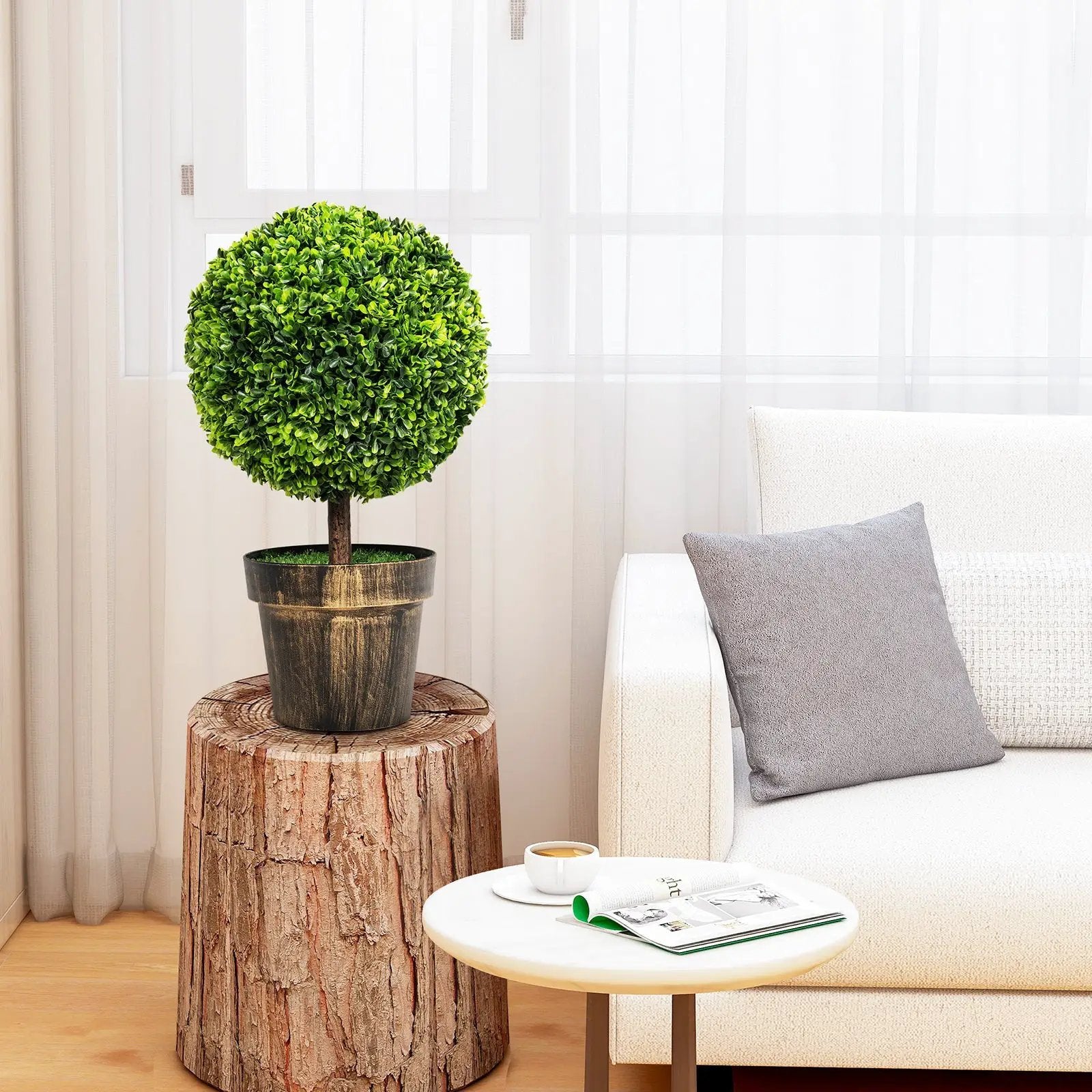 Artificial Ball Tree set of 2 with Natural Look and Water Resistance by DirectDeals