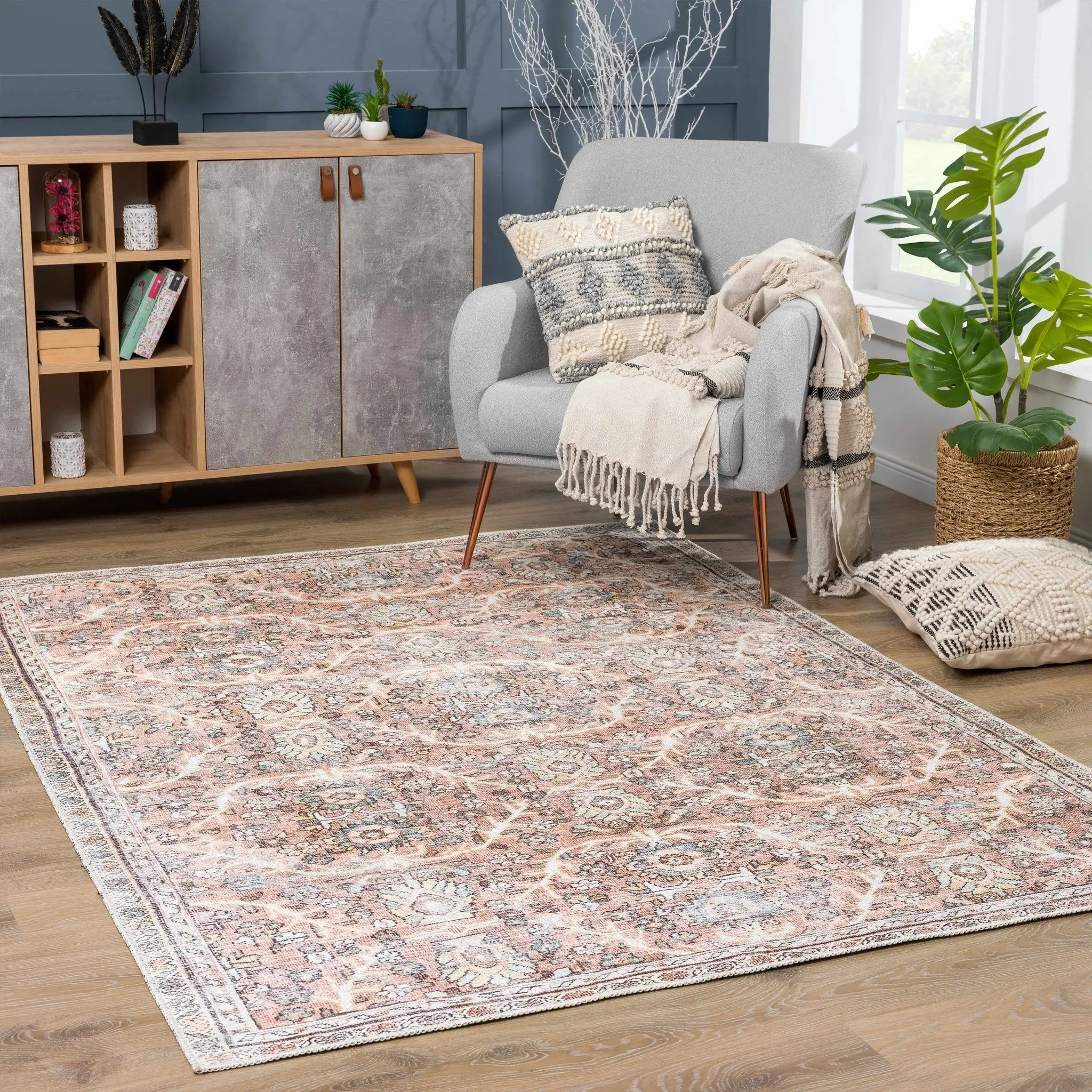 Flat Pile Urpi Red Washable Rug - Clearance by Boutique Rugs