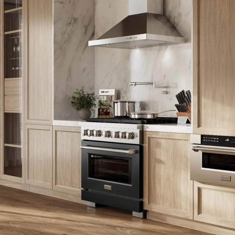 ZLINE 36"Paramount Dual Fuel Range Stainless Steel, Black Matte, SDR-BLM-36 by Farmhouse Kitchen and Bath