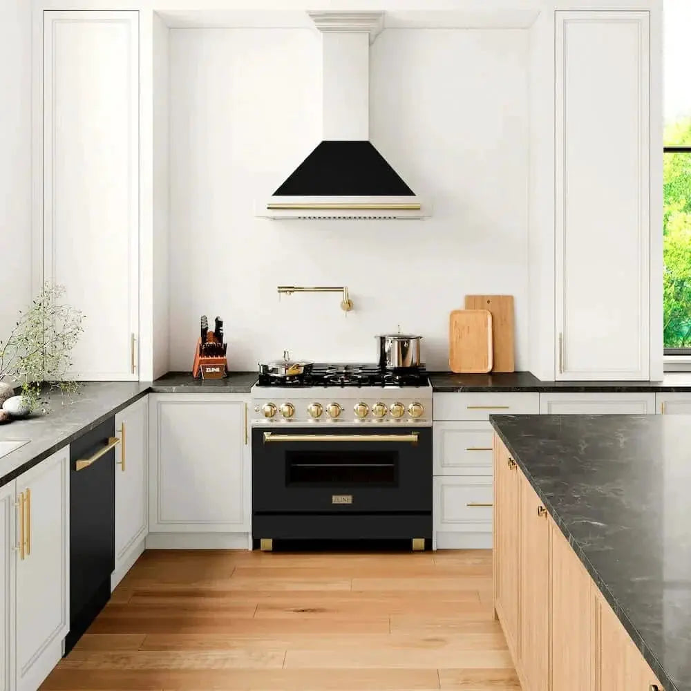 ZLINE 36" Autograph Stainless Wall Range Hood KB4SNZ-BLM36-G by Farmhouse Kitchen and Bath