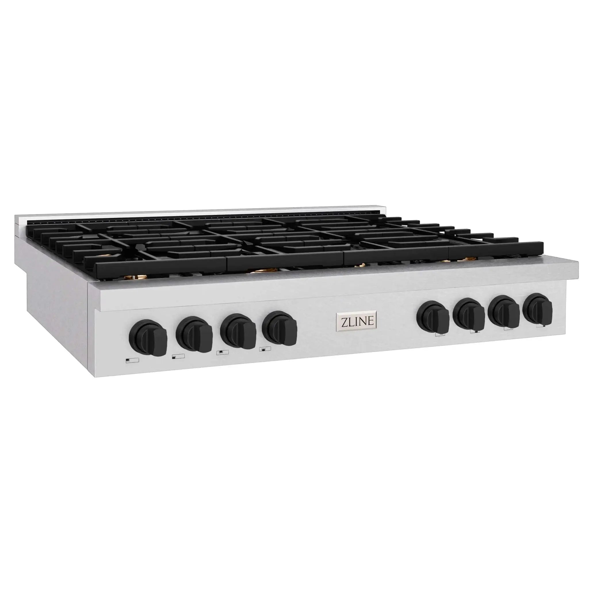 ZLINE 48" Paramount Gas Rangetop DuraSnow® Stainless Steel Matte Black SRTSZ-48-MB by Farmhouse Kitchen and Bath