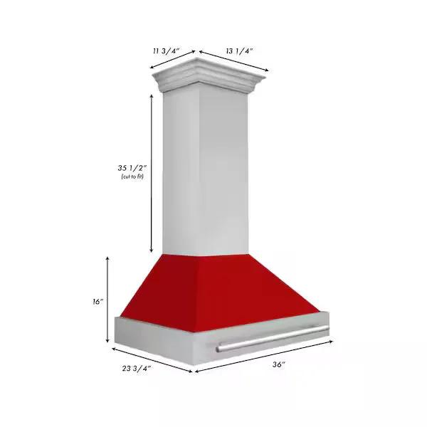 ZLINE 36" Autograph Stainless Red Matt Wall Range Hood 8654STX-RM-36 by Farmhouse Kitchen and Bath