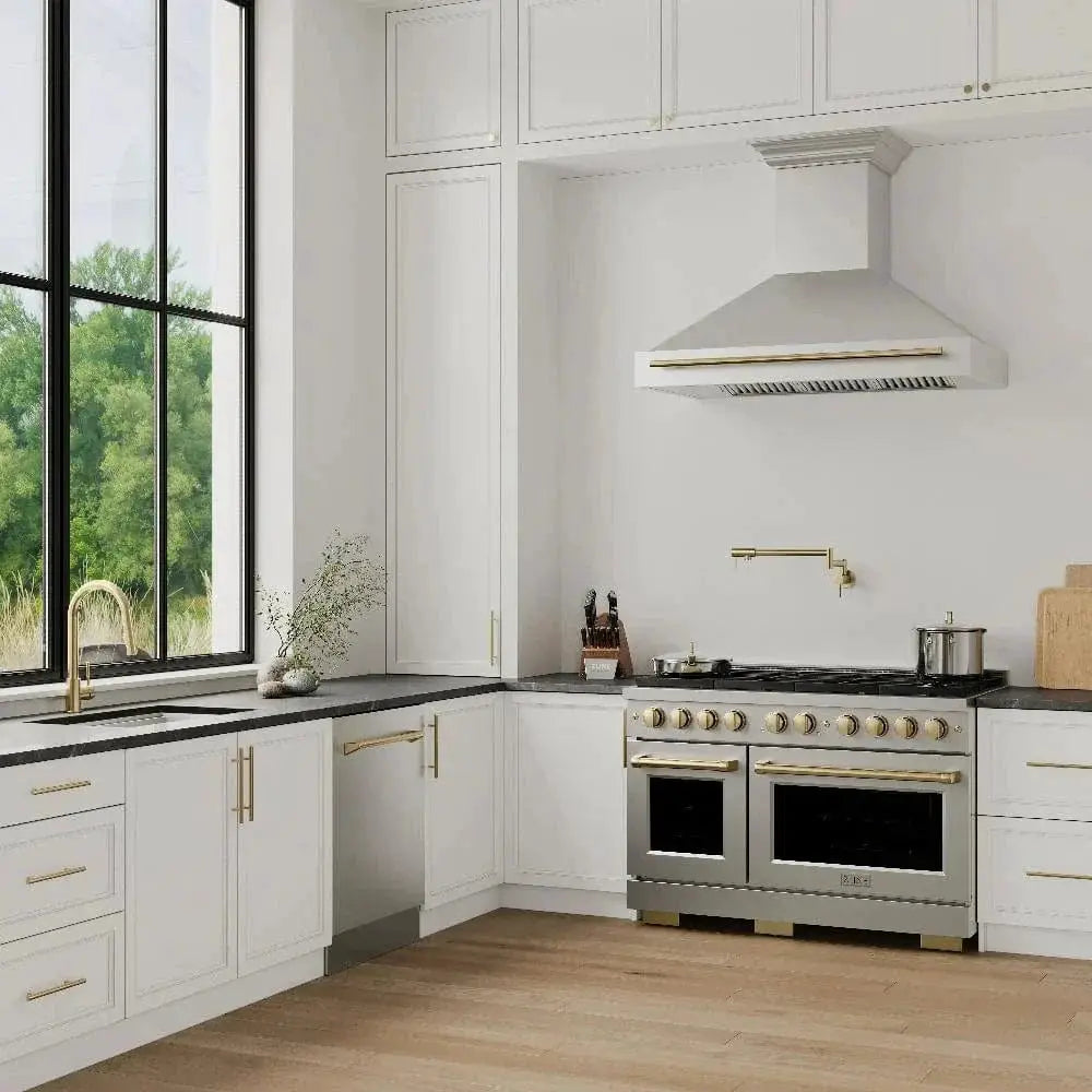 ZLINE 48"Paramount Dual Fuel Range Stainless Steel Champagne Bronze SDRZ-48-CB by Farmhouse Kitchen and Bath