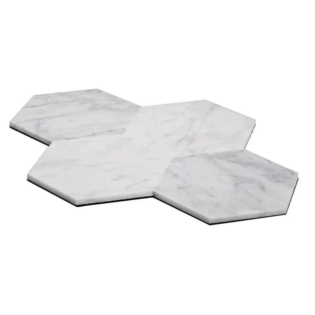 Carrara White 9x10 Honed Hexagon Marble Peel & Stick Tile (10 pack, 6.41 sq ft/case) by Apollo Tile