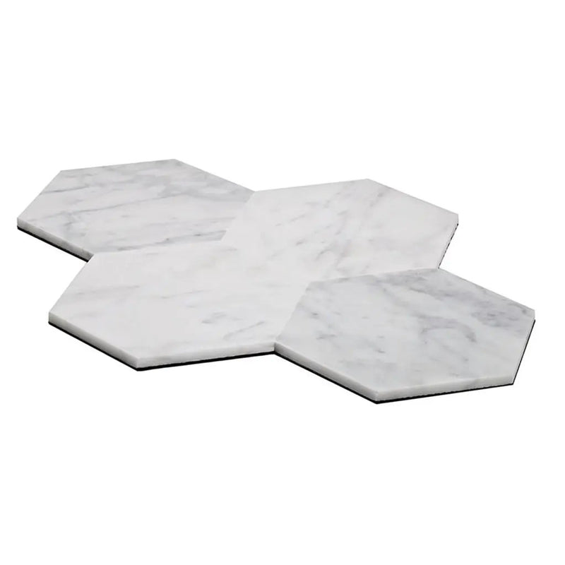 Carrara White 9x10 Honed Hexagon Marble Peel & Stick Tile (10 pack, 6.41 sq ft/case) by Apollo Tile