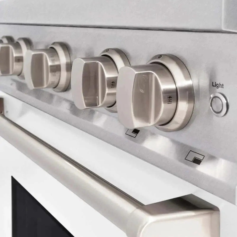 ZLINE 30" Dual Fuel Range, Gas Cooktop, Electric Convection Oven DuraSnow® Stainless Steel, White Matte Door CDRS-WM-30 by Farmhouse Kitchen and Bath