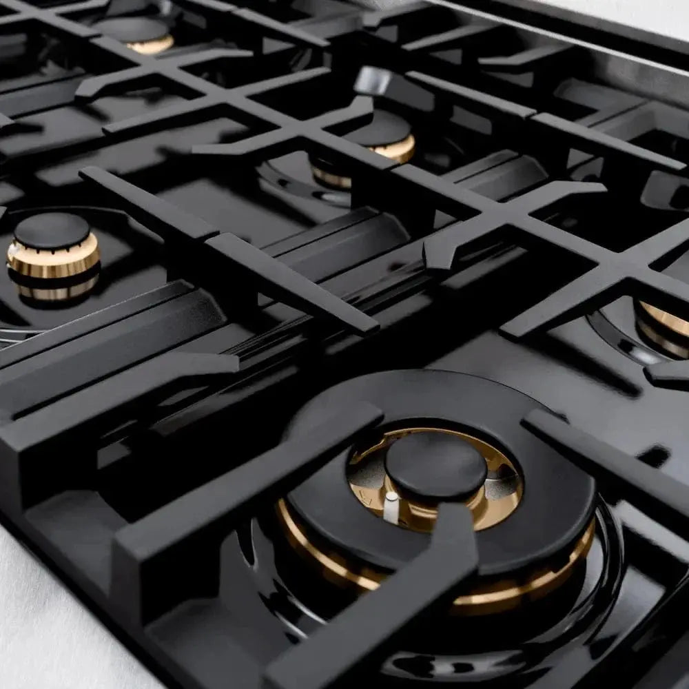 ZLINE 48"Classic Gas Range, Convection Gas Oven, DuraSnow® Stainless Steel, Matte Black CGRSZ-48-MB by Farmhouse Kitchen and Bath
