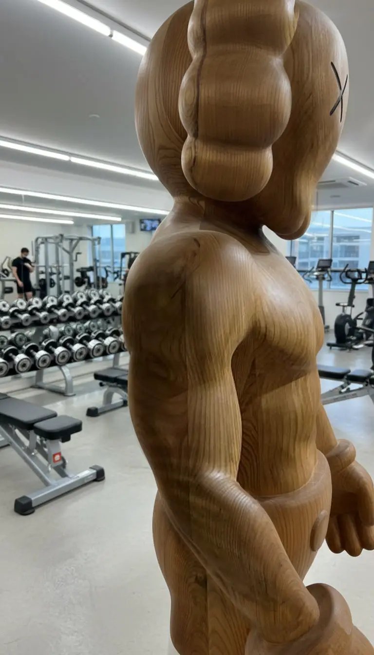 Muscular Wooden Sculpture – Gym & Fitness Art Decor, photo 7 of 11
