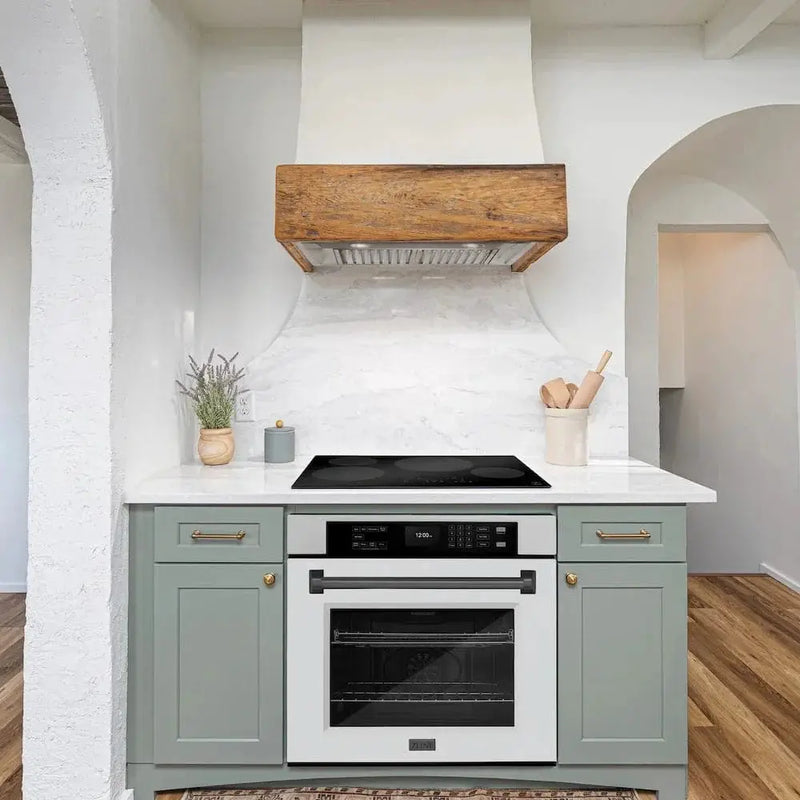 ZLINE 30"Professional True Convection Single Wall Oven, Air Fry, Self Clean, DuraSnow® White Matte, Matte Black WASSZ-WM-30-MB by Farmhouse Kitchen and Bath