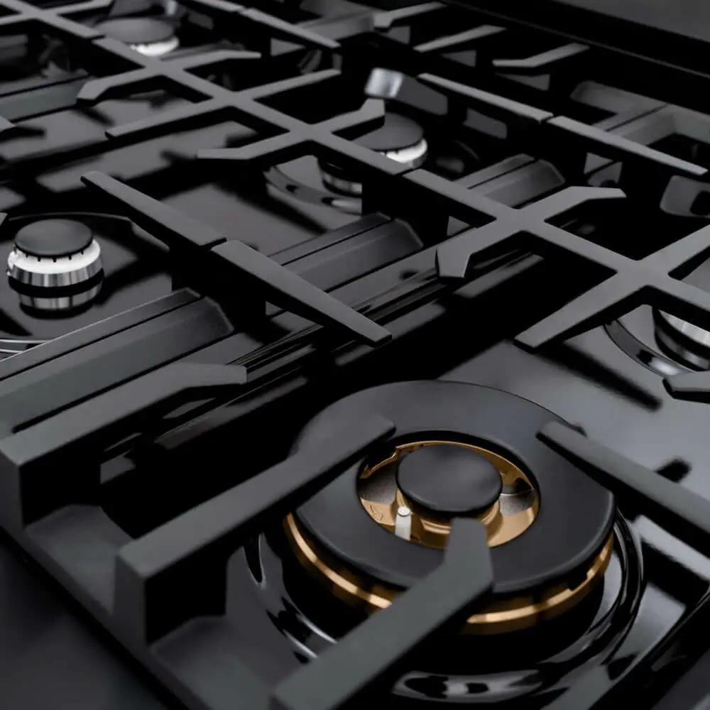 ZLINE 36" Dual Fuel Range, Gas Cooktop, Electric Convection Oven Black Stainless Steel, CDRB-36 by Farmhouse Kitchen and Bath