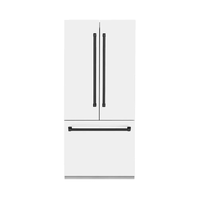ZLINE Autograph Edition French Door Refrigerator, Internal Water, Ice Dispenser, White Matte, Champagne Bronze Accents RBIVZ-WM by Farmhouse Kitchen and Bath