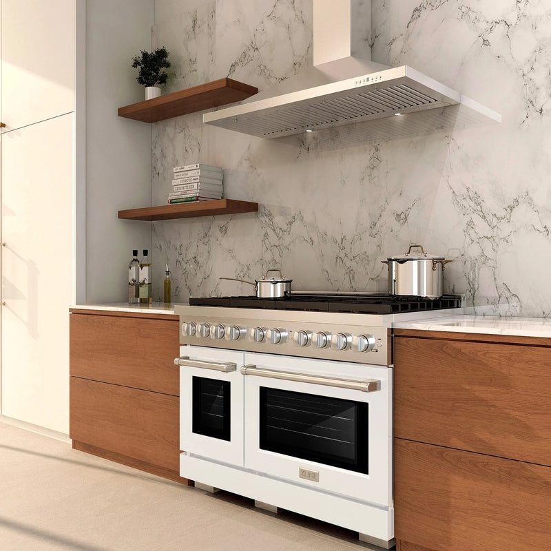 ZLINE 48"Paramount Dual Fuel Range Stainless Steel, White Matte, SDR-WM-48 by Farmhouse Kitchen and Bath