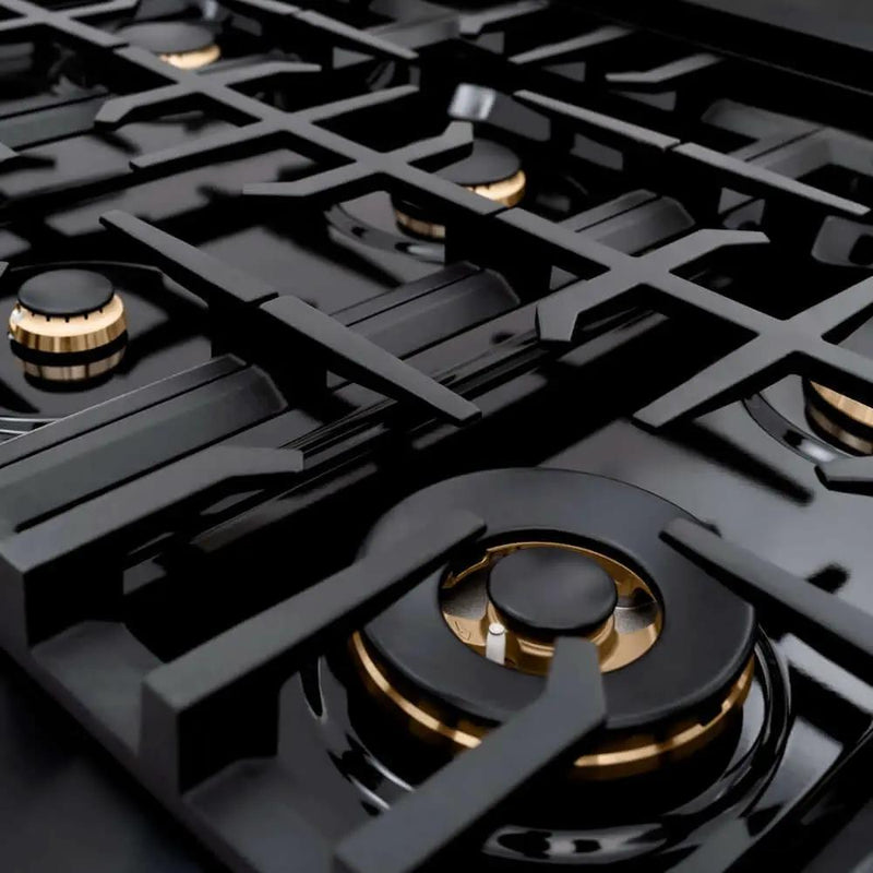 ZLINE 36" Select Gas Range Convection Gas Oven Black Stainless Steel Gold HGRBZ-36-G by Farmhouse Kitchen and Bath