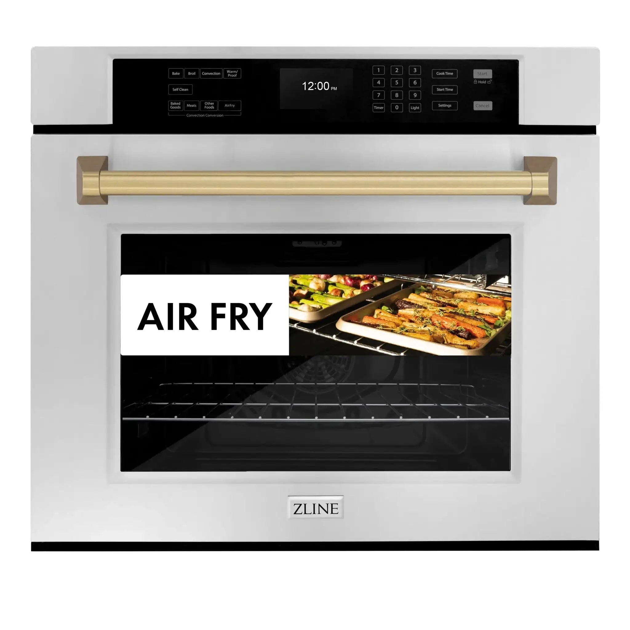 ZLINE 30" Autograph Edition Professional True Convection Single Wall Oven, Air Fry, Self Clean, Stainless Steel, Champagne Bronze WASZ-30-CB by Farmhouse Kitchen and Bath