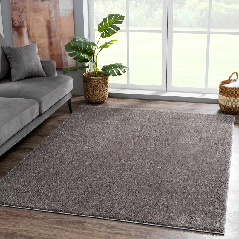 Judy Solid Dark Gray Washable Shag Rug - Clearance by Boutique Rugs