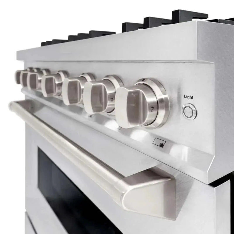 ZLINE 36" Classic Gas Range, Convection Gas Oven DuraSnow® Stainless Steel, Brass Burners CGRS-BR-36 by Farmhouse Kitchen and Bath