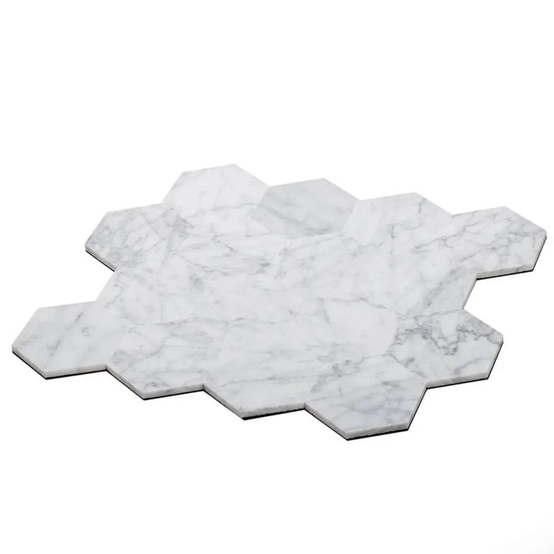 Carrara White 9x10 Hexagon Honed Marble Peel & Stick Tile (10 pack, 6.41 sq ft/case) by Apollo Tile